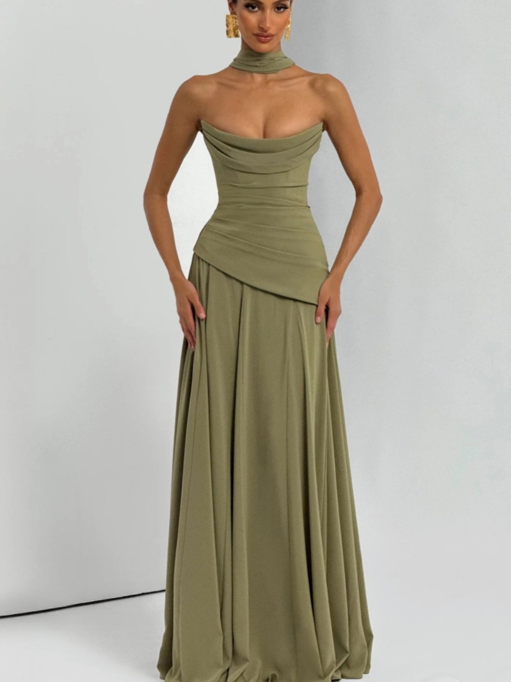 BABYBOO Olive Strapless Maxi Dress